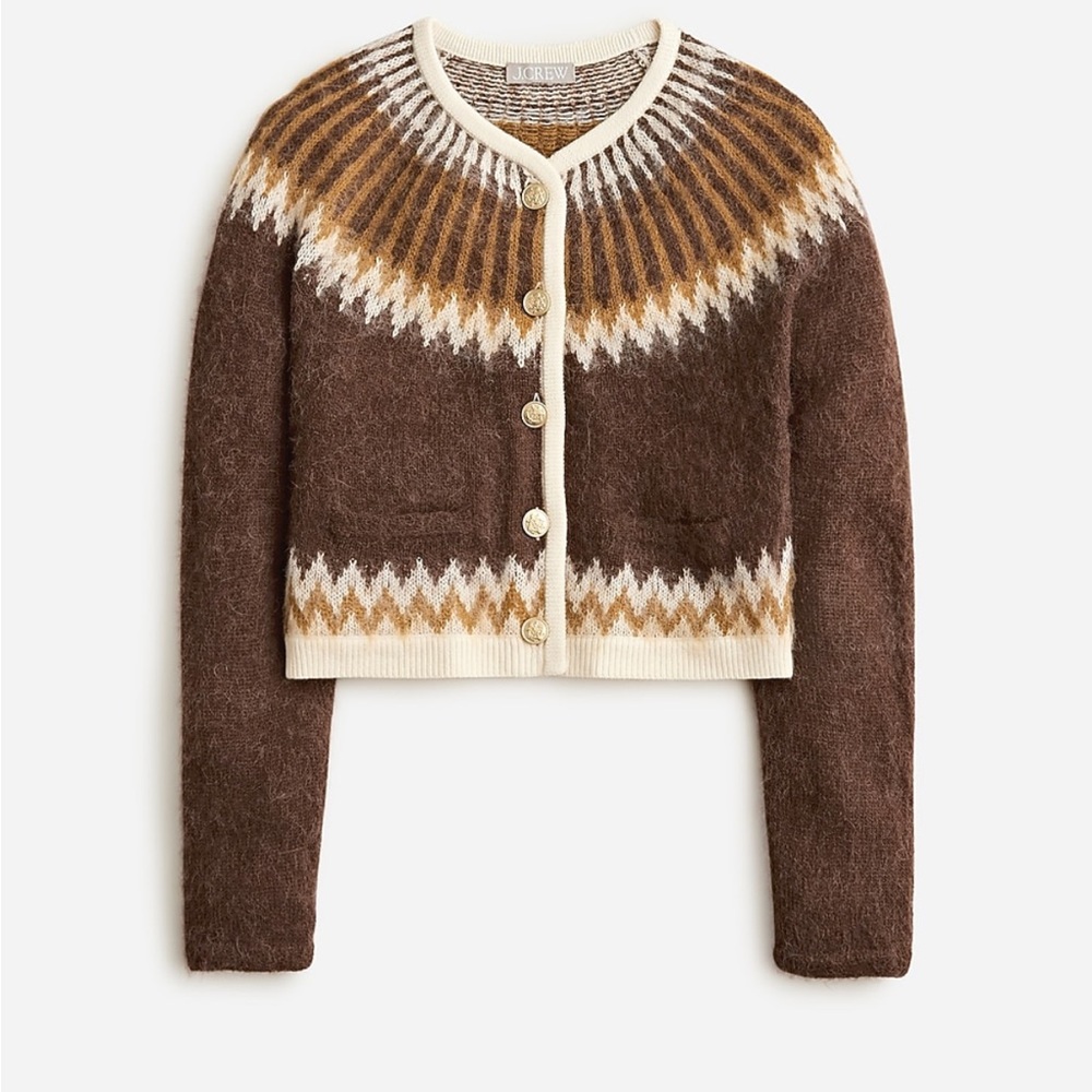 J. Crew Brown and Cream Patterned Sweater